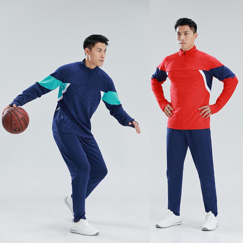 Autumn Winter College Student Football Training Set: Half-Zip Long-Sleeve Jersey & Children's Competition Team Uniform