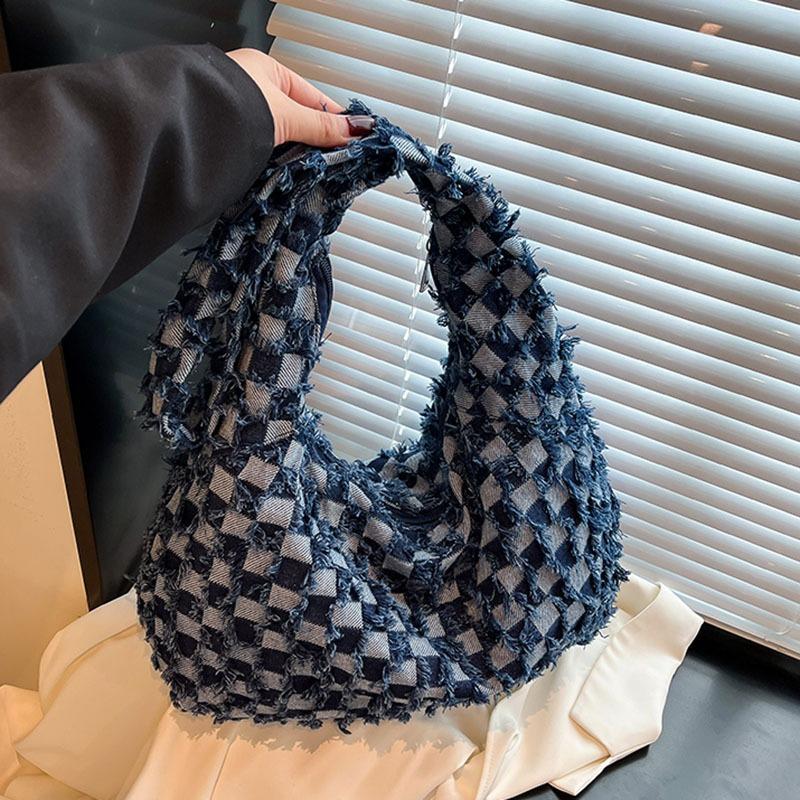 

Модная джинсовая сумка через плечо новая ретро сумка-тоут повседневная ленивая сумка-тоут темно-синий