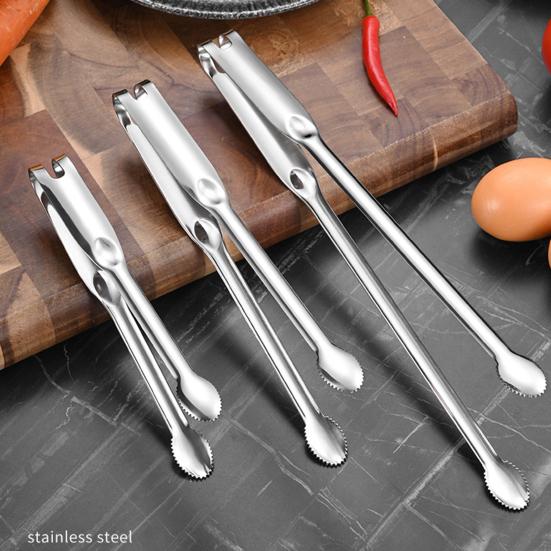 Stainless Steel Food Tongs for Buffet BBQ Long Handle Non-Slip Food Clips Rust-Proof Dishwasher Safe Kitchen Utensils for Seafood Bread Vegetables