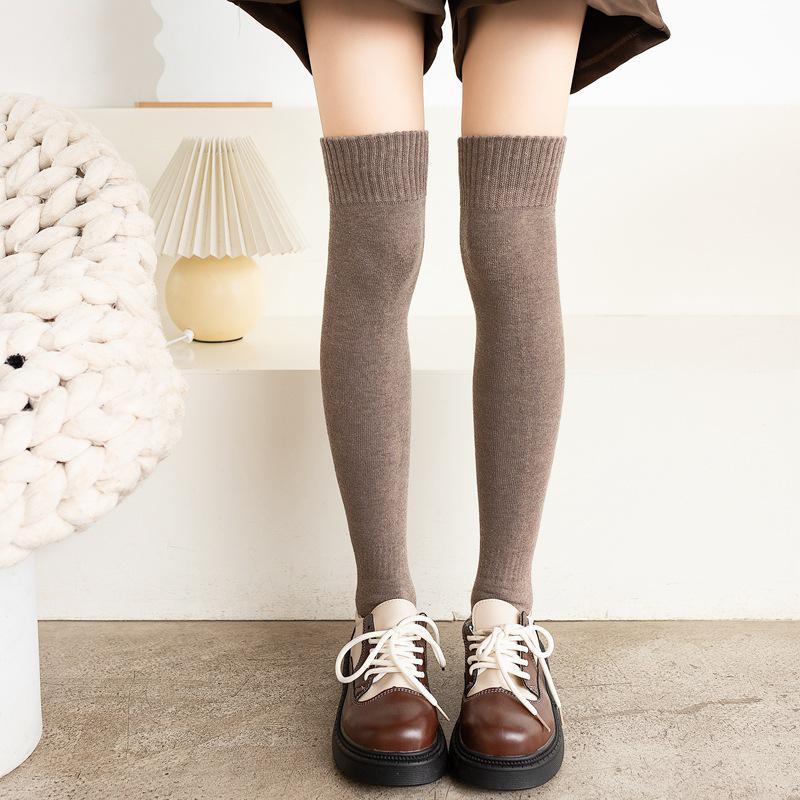 

Женские флисовые гольфы выше колена - Толстые, теплые, облегающие бедра, для осени и зимы One Size