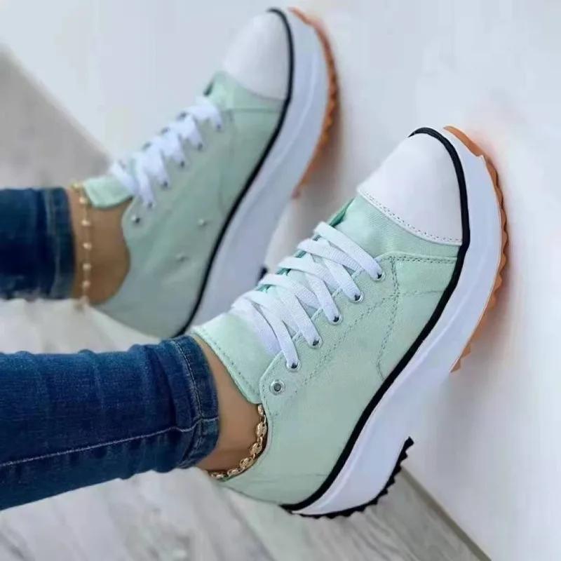 Speedy Klassische weiße Canvas-Schuhe Damen Sneaker Uni Schnürschuhe Lässige Plateauschuhe für Damen Plateau Designer Schuhe