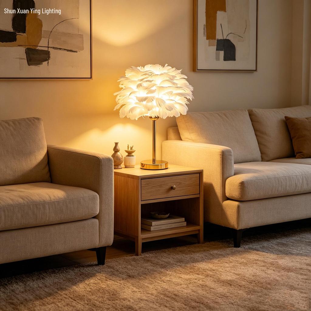 Modern Iron Feather Desk Lamp for Bedroom, Living Room, and Study
