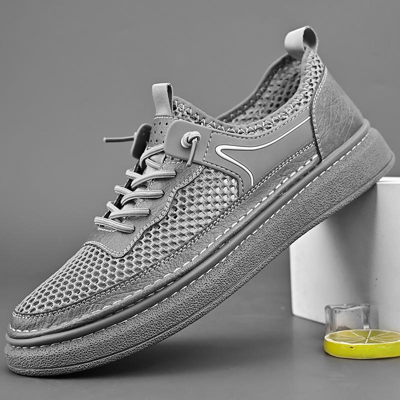 Hollow board shoes men's casual trend mesh one pedal breathable summer 2025 new student lazy shoes