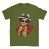 Herren T-Shirts Rapper Bruno Mars Vektorstil Vintage Reines Baumwoll-T-Shirt Kurzarm T-Shirts Rundhals Kleidung Große Größen
