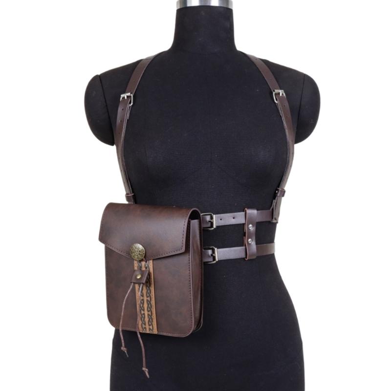 Renaissances Vikinges Costume Accessories,Medieval Pirate Bag Waist Harness Belt Halloween Renaissances Cosplay Costume