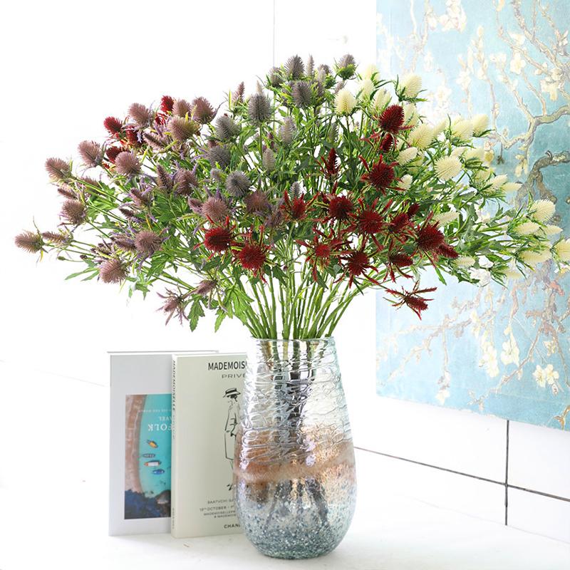1PC Single Stem Lifelike Multi-Head Durable Plastic Natural-Appearing Flower Elegant Eryngium Lightweight 69cm