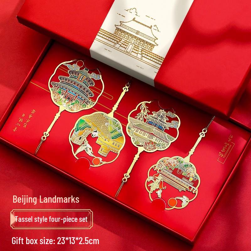 Exquisite Laser-Engraved Metal Bookmark In Ancient Palace Style - Perfect Small Gift Box Souvenir for Students.