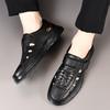 Breathable Men'S Leather Sandals Cowhide Hollow Hole Shoes Casual Soft Sole Dad Sandals
