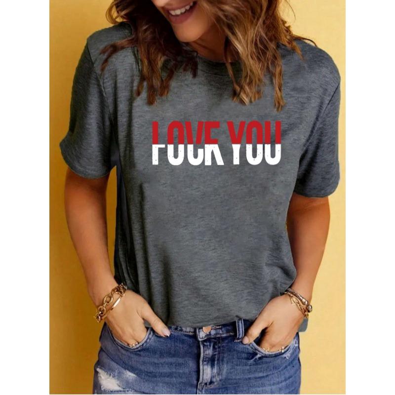 Summer Women's Letter Pattern Printed Pure Cotton Round Neck Short Sleeved T-shirt Casual Fashionable T-Shirts Women’s