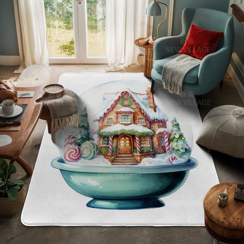 House Entrance Carpet Home Door Mat Living Room Bath Foot Bathroom Non-slip Water Absorption Rugs Bath Merry Christmas Winter