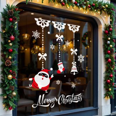 Weihnachtsmann Atmosphäre Dekorative Fenstergitter, Glasfliesen, Schneemann Statische Aufkleber