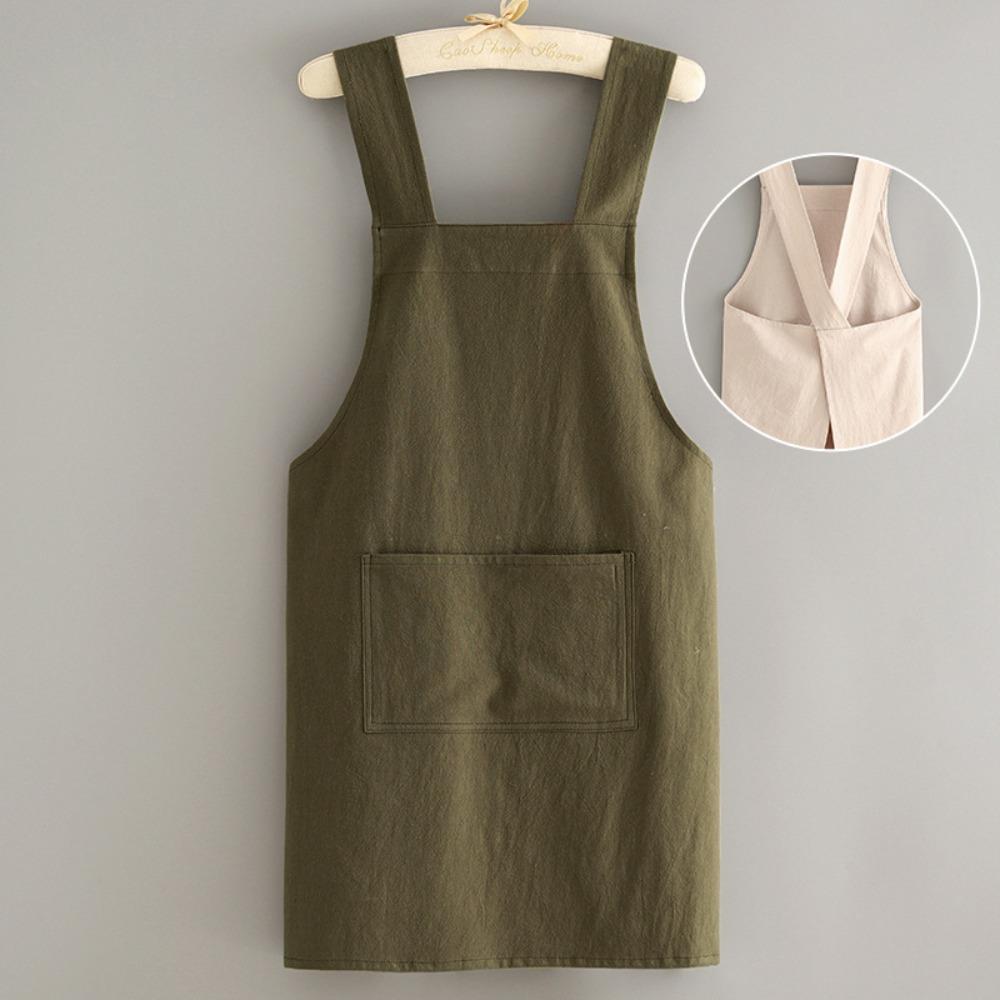 

Wear Resistant Kitchen Cooking Apron Anti Fouling Coffee House Aprons Work Clothes Household зелёный