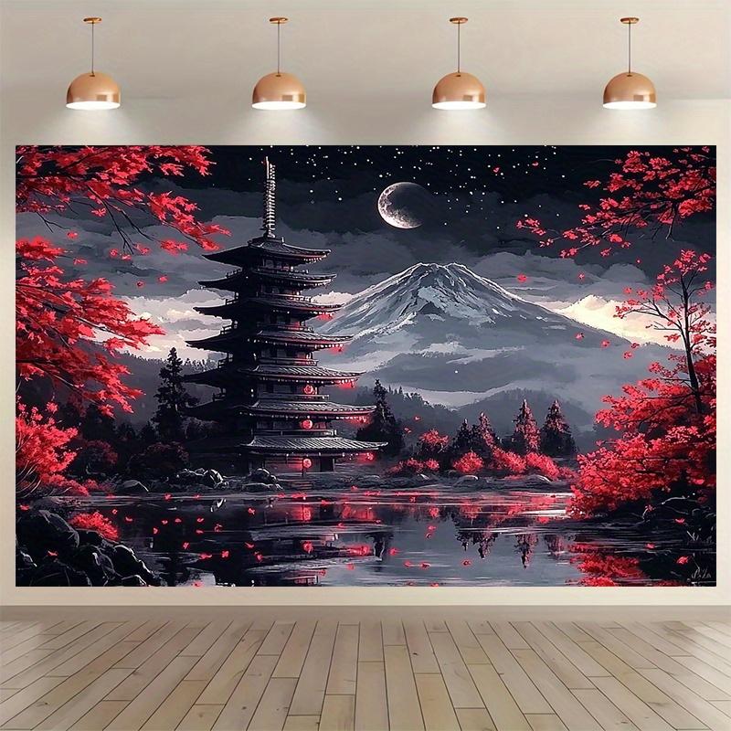 A Multi-functional Japanese-style Landscape Background Banner Made of Sturdy Polyester Fiber and Easy To Install
