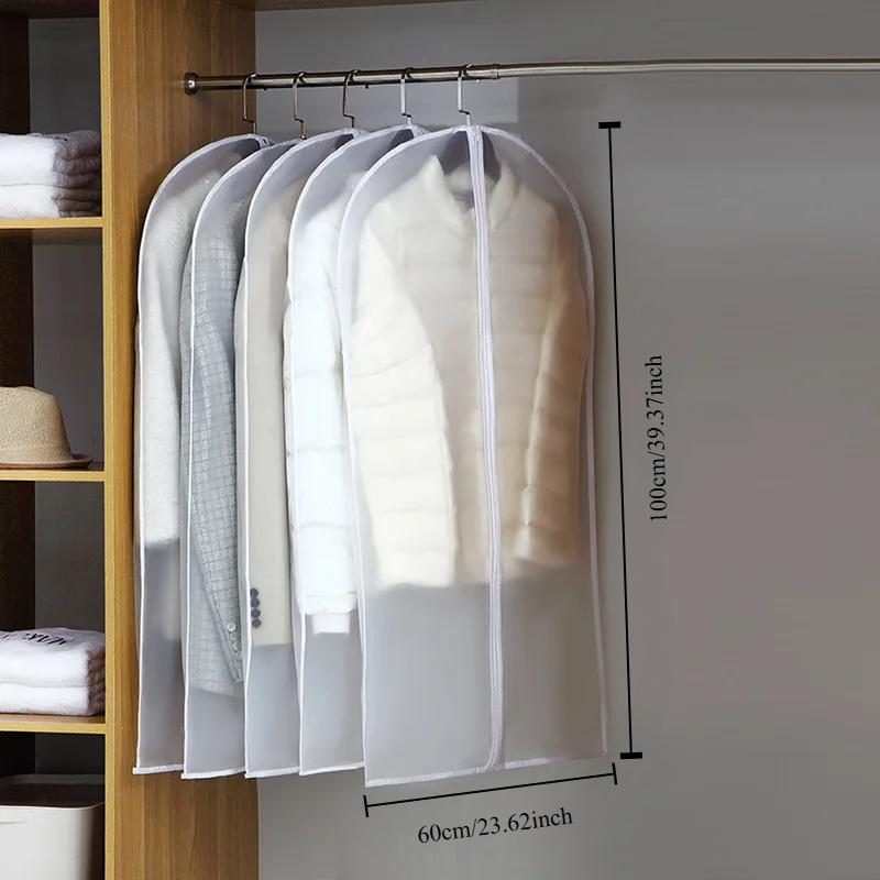Heavy-Duty Transparent Garment Bags with Zipper Closure - Multi-Size Fully Enclosed Dustproof Covers for Wedding Dresses, Suits, Coats