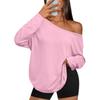 Women S Color Block Off Shoulder Hooded Long Sleeve Casual Sports T Shirt