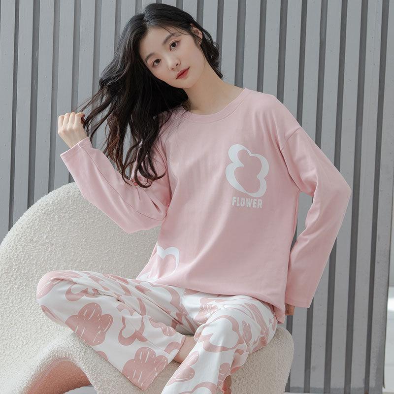 Spring and Autumn Pajamas Women's Long-sleeved Homewear Suit Can Be Worn Outside Loose Large Size Two-piece Set