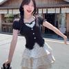 Sweet and Fashionable Fake Two-piece Top Waist Skirt Two-piece Set Summer Japanese Soft Sister Shirt Tutu Skirt Set Women