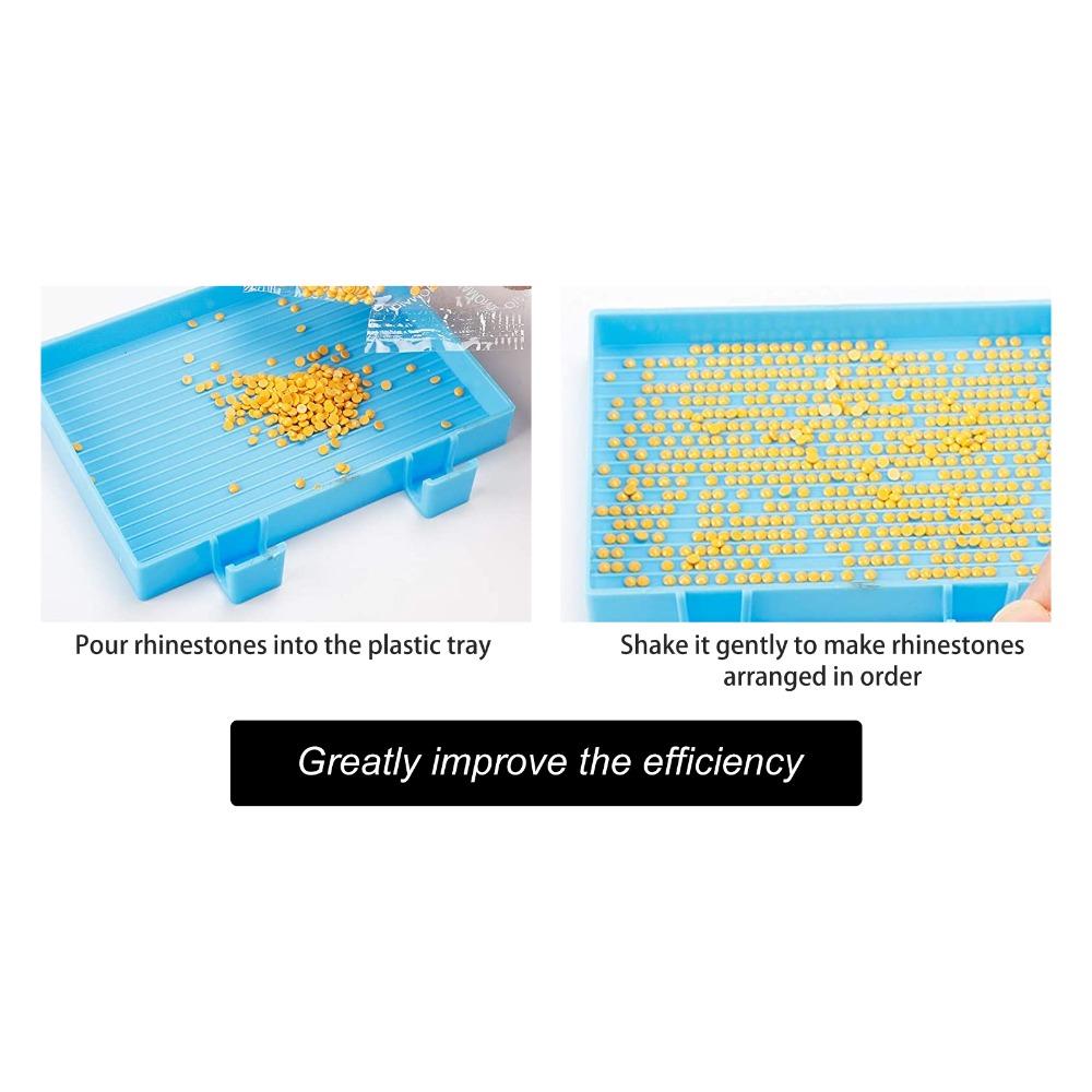 6PCS Plastic Rhinestone Storage Trays Blue Diamond Art Painting Tray Gem Sorting Plate Bead Sorting