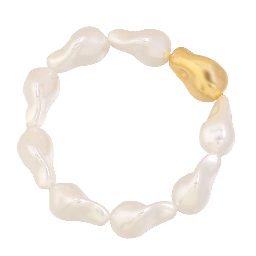 GEMCHIC Women's Irregular Baroque Pearl Necklace and Bracelet Set, Gold Tone Alloy Jewelry
