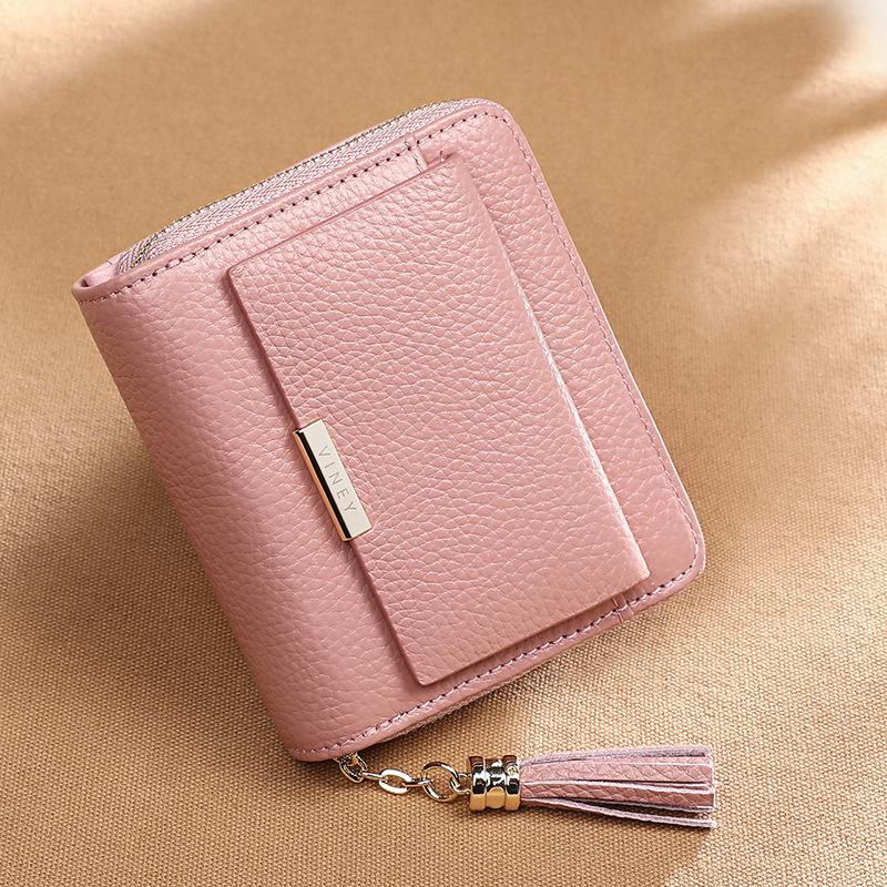 Small wallet women's fashion new leather short change bag niche design women's simple folding wallet