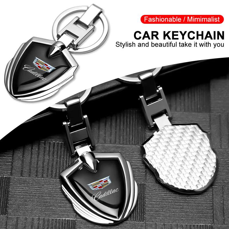 1PCS 3D Metal Car Logo Key Rings Keyring Logo Stying Shield Shaped Keychain For Cadillac XT5 XTS CTS BLS SLS DTS SRX Escalade Tiburon Deville
