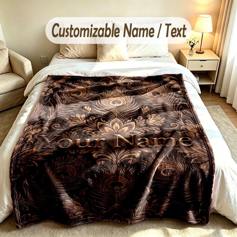 Bird Theme Custom Blanket Personalized Name & Text Customized Soft Warm Throw Blanket Home Decor