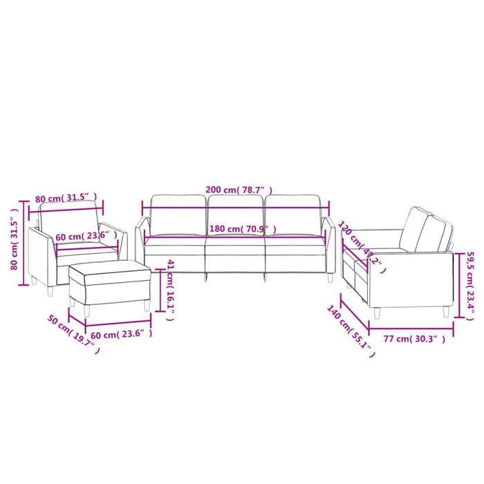 VidaXL Ensemble de Canapés avec Coussins 4 pcs, Canapés avec Accoudoirs et Dossier, Ensemble de Meubles avec Repose-pied 3201747