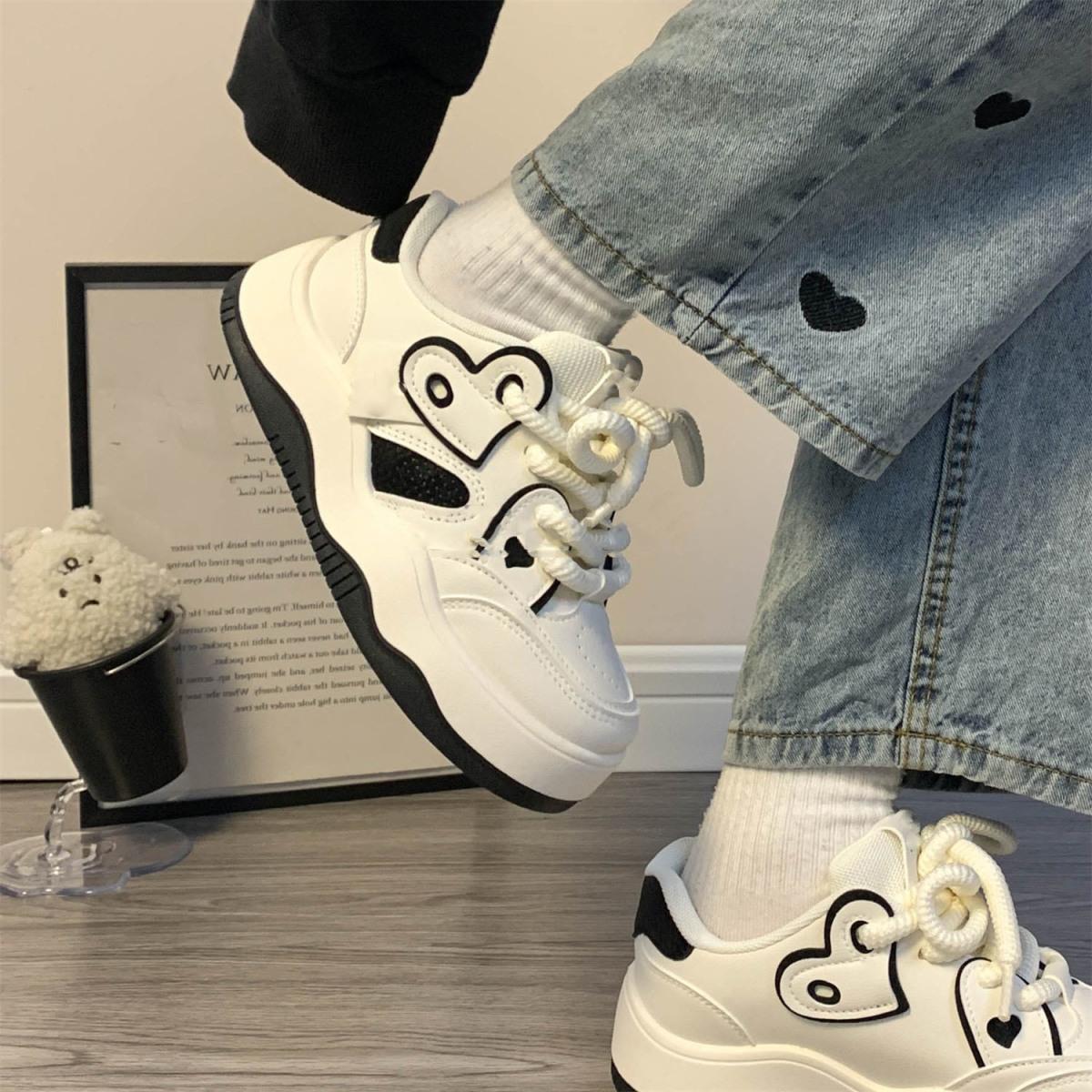 

Милая женская обувь, лето и осень, новые универсальные туфли на толстой подошве, милые белые туфли, повседневные туфли для сёрфинга 40 чёрный