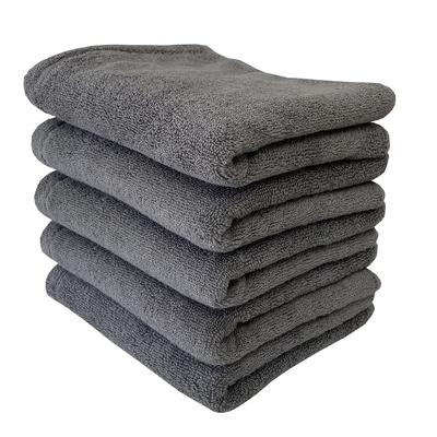 Color Face Towel Set of 5 Antibacterial Treatment 34x80cm Gray