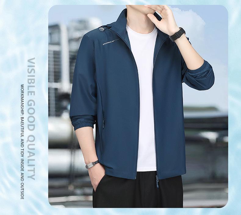 Men's Summer Hooded Ice Silk UPF50+ Sun Protection Jacket for Outdoor Fishing