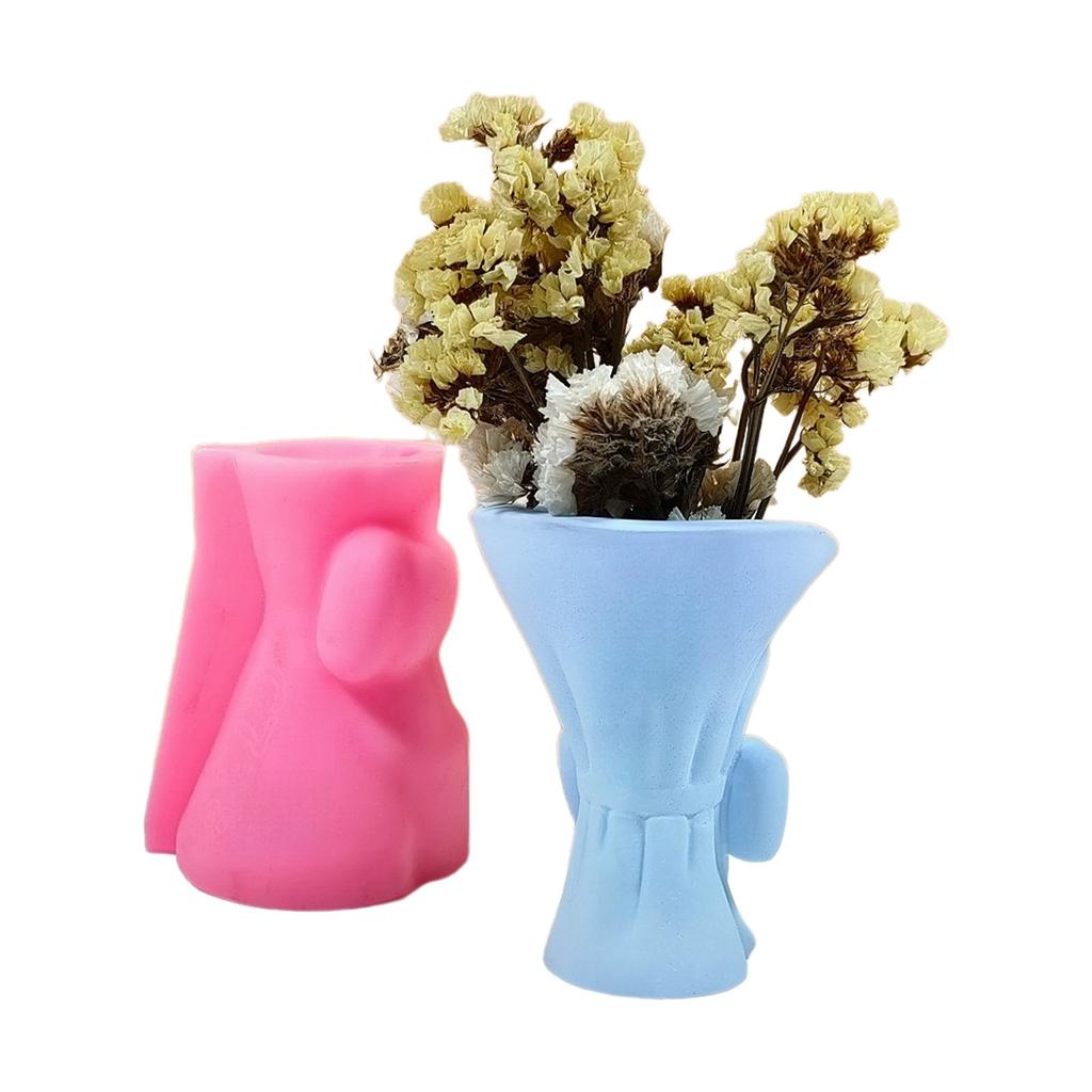 Silicone Mold Bowknot Flower Pots Molds Succulent Flowerpot Clay Cement Plasters Molds DIYs Vase Home Garden Decors