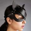 Weibliches Rollenspiel Sexy Katze Ohren Leder Maske Fetisch Halloween Party Make-up Ball Ausgefallene Augenmaske Maske