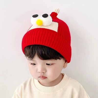 Autumn and Winter Children's Thickened Warm Hat Infant and Toddler Woolen Hat Korean Style Baby Pullover Ear Protection Windproof Knitted Hat