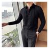 Heren Franse Textuur Slim Fit Lange Mouwen Formeel Smoking Dress Shirt