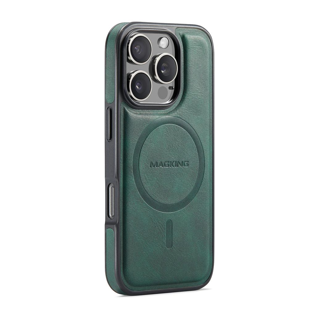 MAGKING K3 Series For iPhone 16 Pro Max Case Compatible with MagSafe Wallet PC+TPU+PU Phone Cover