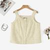 Women Lace Splice Square Collar Summer Casual Sleeveless Vest Tops