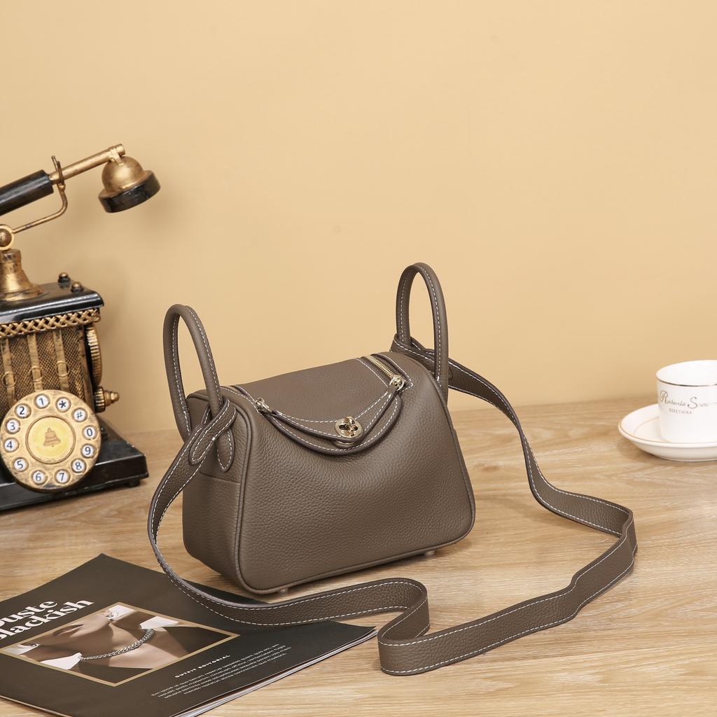 New mini lindy bag cowhide doctor bag genuine leather women's bag trendy shoulder crossbody portable pillow medicine bag