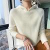 Women's Pure Wool Hooded Knit Sweater with Raglan Sleeves for Autumn and Winter