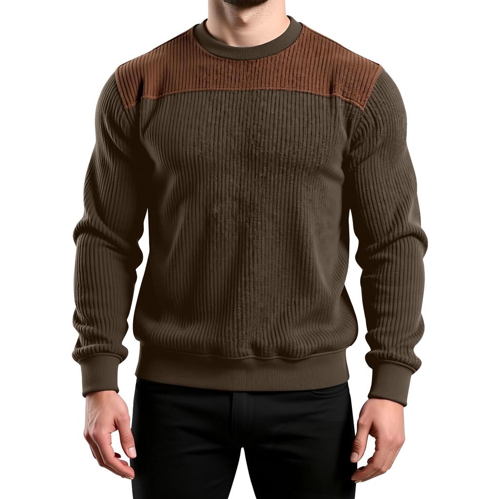 Men's Colorblock Round Neck Long Sleeve Tops Men's Sports Large Size Casual Round Neck Tops