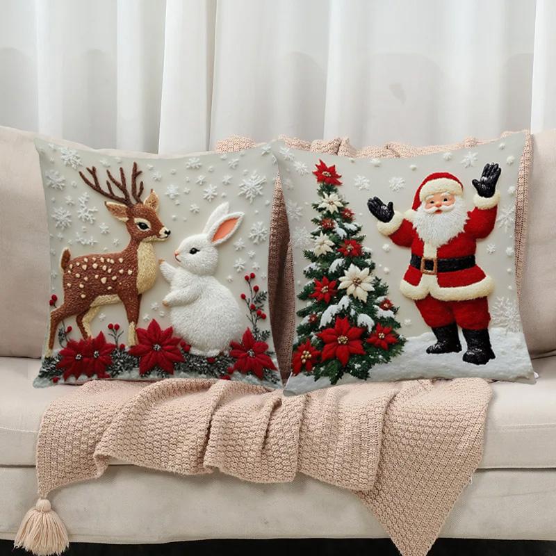 1pc Pillow Case 45*45cm Xmas Navidad Gifts New Year Gifts Flat Printing 2D Throw Pillow Covers 2026 Cushion Cover Christmas