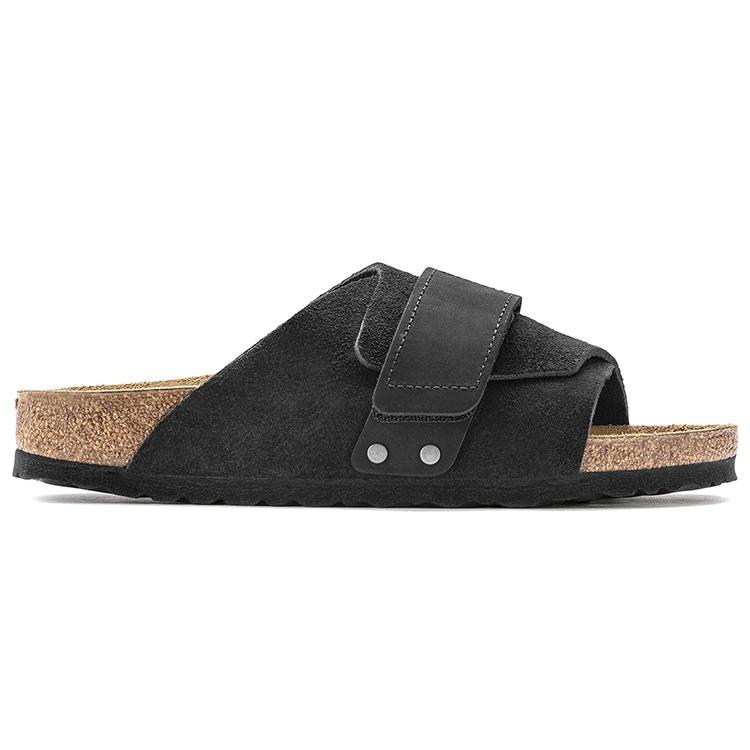 Birkenstock Kyoto Nubuck-Suede Leather Narrow Fit Sandals 'Black' Men's 1022566