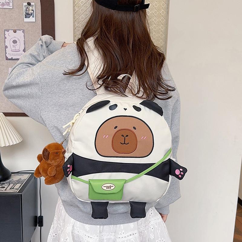 Cartoon Cute Capybara Water Pig Backpack Girl Children Durable Polyester Bags
