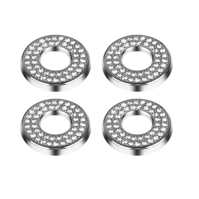 Luxury Stylish Elegant Pack Of 4 Bling Vehicle Door Lock Cover Stickers Rhinestones Decoration Suitable for Car Interior