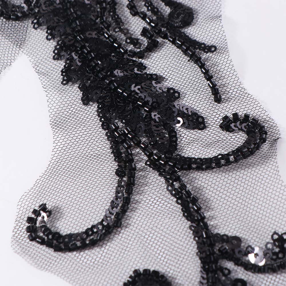 Lace Trim Flower Rhinestone Patch Elegant Lace Bodice Applique Sew On Patches  Dress Decoration