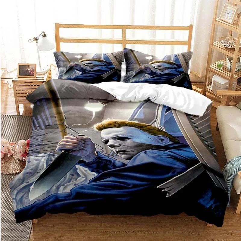 

Halloween Michael Myers 3D Printed Bedding Set Duvet Covers Pillowcases Comforter Bedding Set Bedclothes Bed Linen 70x133cm