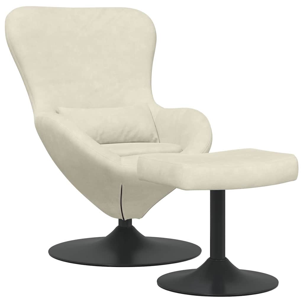 Egg Chair with Footstool Cream Velvet