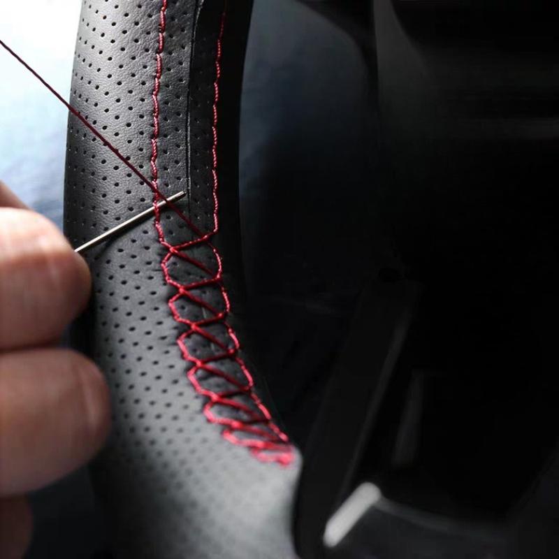 Car Steering Wheel Cover Needles And Braid Thread Car Covers Suite 6 Color DIY Texture Soft Auto Accessories