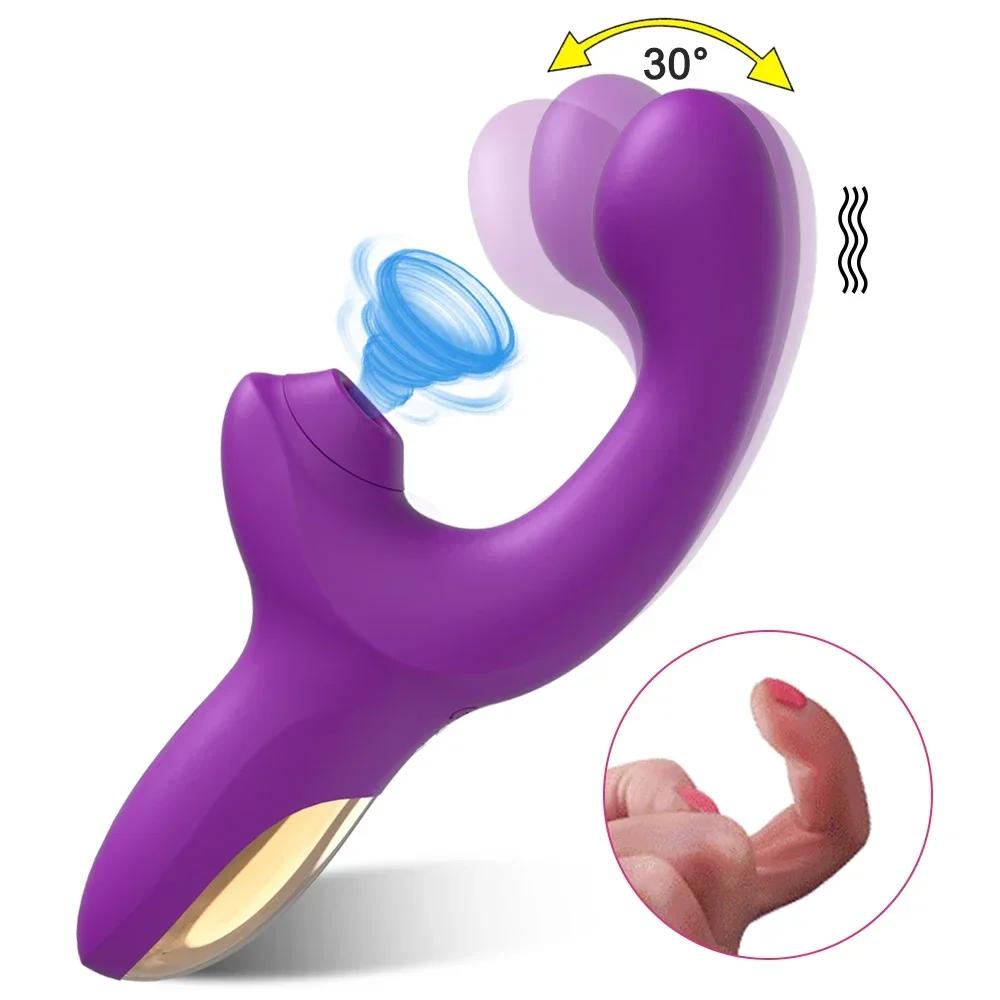 Powerful Sucking Dildo Vibrator for Women Female Clit Sucker Vacuum Clitoris Stimulator Finger Wiggling Vibrator Adult Sex Toy