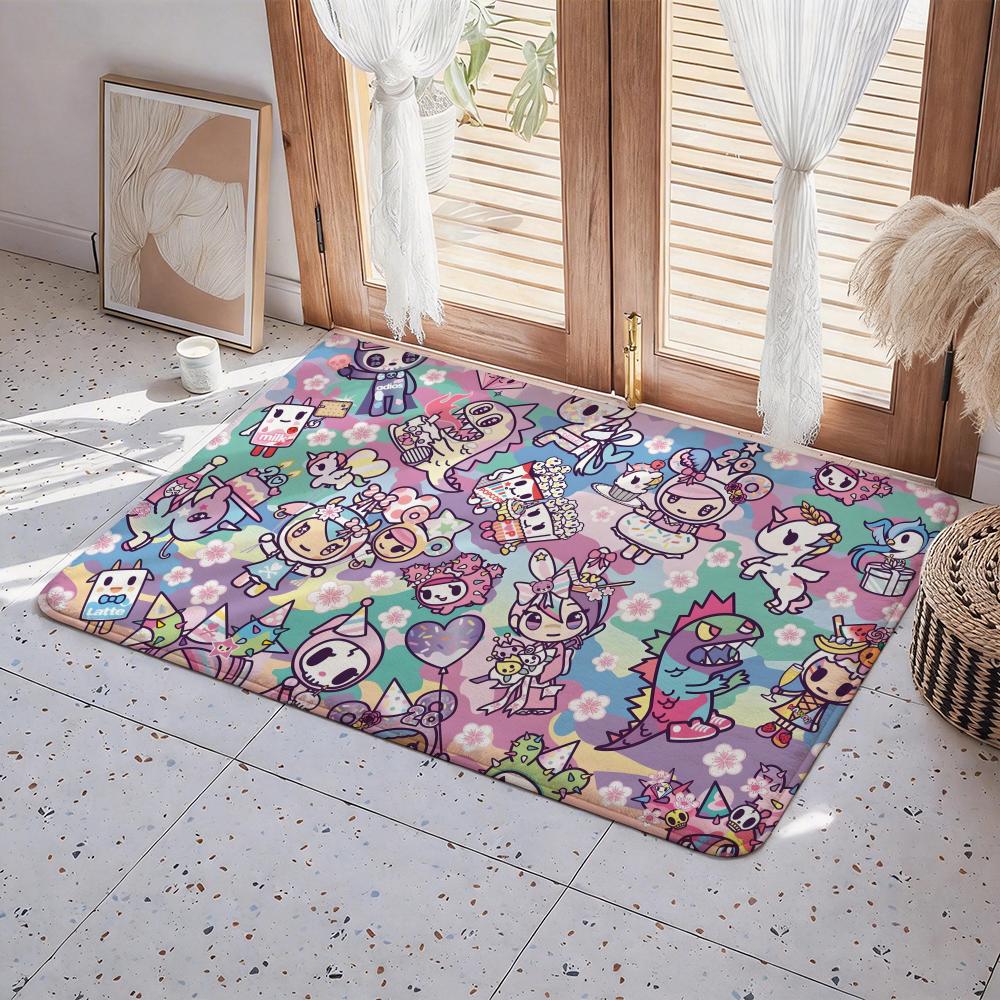 Character T tokidoki Floor Mat Eco Flannel Doormat Non Slip Odorless Indoor Floor Rug Soft Short Plush Home Mat
