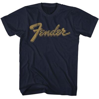 Fender Worn Logo Marineblau Musik-T-Shirt